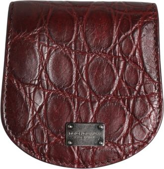 Dolce & Gabbana Mens Burgundy Exotic Skin Condom Case Holder Pocket Wallet Caiman Leather