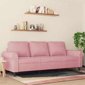 vidaXL Sof&aacute; De 3 Plazas Terciopelo Rosa 180 Cm Vidaxl