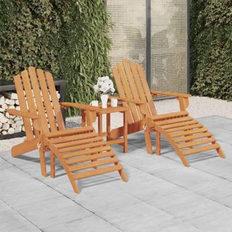 vidaXL Sillas De Jard&iacute;n Adirondack Con Reposapi&eacute;s 2 Uds Madera Acacia Vidaxl