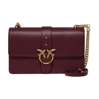 Pinko Love One Classic Small Bag - Dames - Schoudertassen - Rood - ONE Size - Leer - Tassen