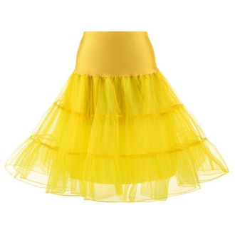 Generic 5S Petticoats for Under Dress Solid Color Mesh Plus Size High Waist Pleated Short Skirt Adult Tutu Dancing Skirt Tulle Underskirt Petticoats for Vinta