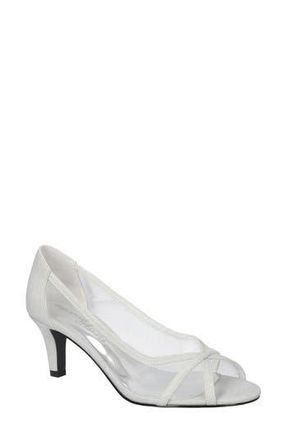 Easy Street Picaboo Peep Toe Pump in White Glitter/Mesh at Nordstrom Rack, Size 7.5