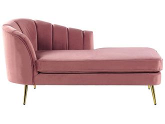 Beliani Chaise longue izquierdo terciopelo rosa