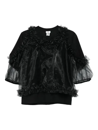 Comme Des Gar&ccedil;ons Top met ruches - Zwart