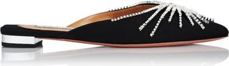 Aquazzura Elegante Muiltjes met Snakeskin Detail - Dames - Slip ons - Zwart - 36 1/2 EU - Schoenen