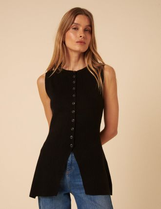 Nobody's Child Black Longline Knitted Waistcoat