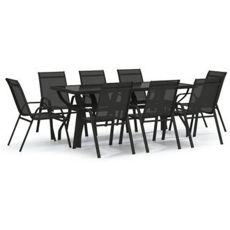 vidaXL vidaXL 9 Piece Garden Dining Set Black