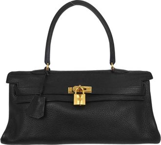 Herm&egrave;s Shoulder Kelly Bag Togo Black Leather Handbag (Pre-Owned)