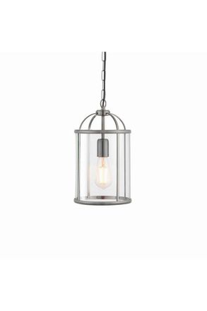 Netlighting Lambeth 1 Light Ceiling Pendant Clear Glass Satin Nickel E27