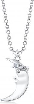 Allurez Diamond Crescent Moon Pendant Necklace 14K White Gold (0.03ct)