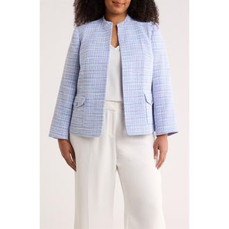 Kasper Stand Collar Tweed Jacket in Paris Bleu Multi at Nordstrom, Size 18W