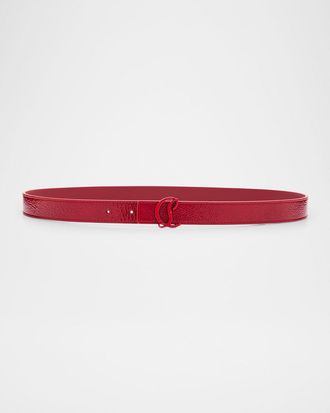 Christian Louboutin Loubi54 Reversible Belt in Patent and Smooth Leather