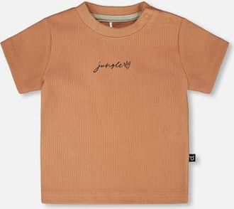 Deux par Deux Cotton Rib Jersey T-Shirt and Organic Cotton Jersey Zebra Print Short Set in Caramel & Beige Zebra Print at Nordstrom, Size 18M