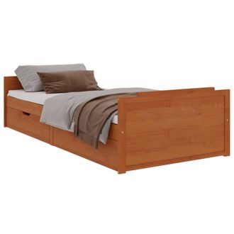 Berkfield Home Bed Frame with Drawers Honey Brown Solid Wood Pine 90x200 cm
