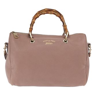 Gucci Bamboo Shopper Tote Leather Pink Leather Handbag (Pre-Owned)