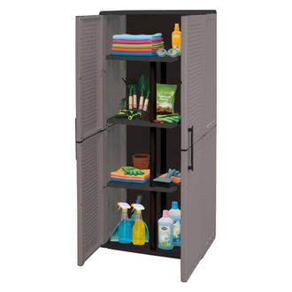 Dmora Armario Exterior O Interior, 2 Puertas Y 3 Estantes De Polipropileno Ajustables, 100% Made In Italy, 68x37h163 Cm, Color Gris, Con Embalaje Reforzado 
