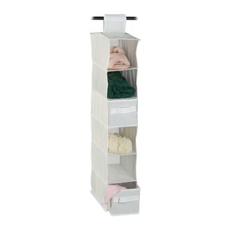 Relaxdays Relaxdays - Organizador Colgante Con 6 Estantes Y 2 Cajones, Tela Y Cart&oacute;n, 82x14,5x30 Cm, Color Blanco