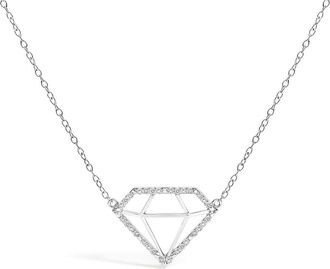 House of Brilliance Silver 1/7 Cttw Lab Grown Diamond Diamond Shaped Pendant Necklace in White at Nordstrom