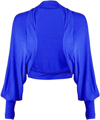 Generic New Ladies Long Sleeves Batwing Shrug Womens Jersey Bolero Cardigan Top UK 8-26 (M/L (UK 12/14), Royal Blue)