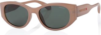 Superdry Sonnenbrille SUPERDRY Modell 996072, Damen, braun, leicht gl&auml;nzend, Sonnenbrillen Sonnenbrille, Form CatEye, Logoschriftzug auf B&uuml;gel, Kunststofffassu