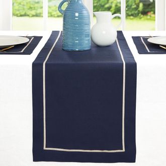 Solino Home Linen Table Runner for Dining Table, Holiday and Everyday Table Decor - Kensington in Navy at Nordstrom, Size Xx-Small