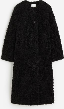 H&M Mantel aus Teddyfleece - Schwarz