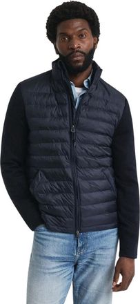 GANT Gemengde Media Jas met Gewatteerde Kanalen - Heren - Winterjassen - Blauw - S - Wol - Jassen