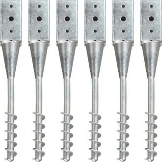 vidaXL Vidaxl - Picas De Tierra 6 Unidades Acero Galvanizado Plateado 7x7x56 Cm