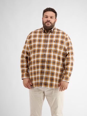 Lerros Karohemd LERROS LERROS Karohemd mit Fischgratstruktur, Herren, Gr. 4XL, braun (hazel braun), 100% Baumwolle, sehr weit, Hemden Karohemd