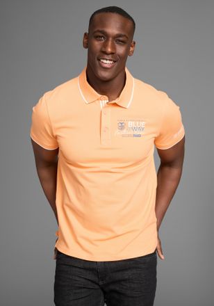 DELMAO Poloshirt DELMAO, Herren, Gr. 4XL (68/70), orange, Piqu&eacute;, Obermaterial: 95% Baumwolle, 5% Elasthan, unifarben, slim fit, angesetztes B&uuml;ndchen, Shirts 