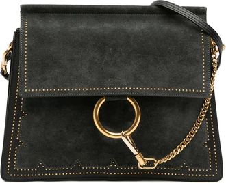 Chlo&eacute; Borsa a tracolla Faye media in pelle di vitello e pelle scamosciata con borchie 2010-2025 - Nero