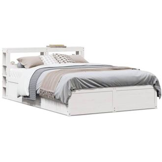 vidaXL Vidaxl - Bed Frame with Headboard White 120x190 cm Small Double Solid Wood Pine