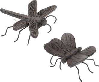 Melrose International Dragonfly and Butterfly Insect Pot Sitter (Set of 12) - Brown