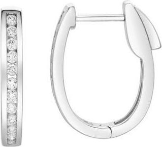 LuvMyJewelry Callaluna Channel-Set Diamond Huggie Hoop Earrings in 14K Gold in 14K White Gold at Nordstrom