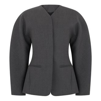 Jacquemus Vestido tipo blazer ovalado con un bot&oacute;n - Knitwear - Mujer - Gris - M