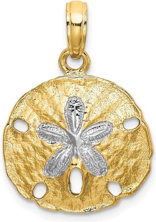 Diamond2Deal 14k Yellow Gold with White Rhodium Polished Sand Dollar Charm Pendant