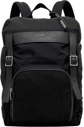 Saint Laurent Black Canvas Leather Backpack (Pre-Owned)