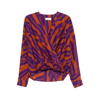 Dries Van Noten Blouses, female, Multicolor, Size: M Printed V-neck Blouse