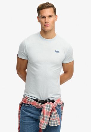 Superdry Rundhalsshirt SUPERDRY ESSENTIAL LOGO EMB TEE, Herren, Gr. XXL, icy blau marl, navy, Single Jersey, Obermaterial: 100% Baumwolle, meliert, slim fit h&uuml;