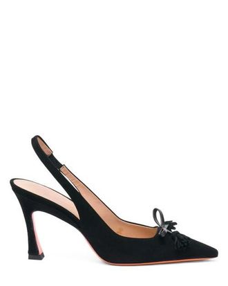 Santoni Suede High-Heel Slingback in Black at Nordstrom, Size 10.5