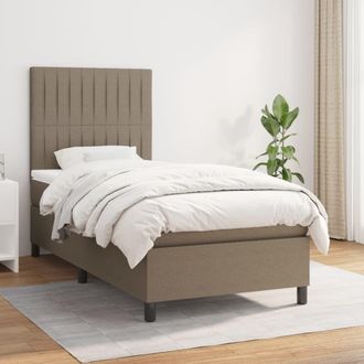 vidaXL Vidaxl - Cama Box Spring Con Colch&oacute;n Tela Gris Taupe 100x200 Cm