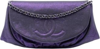 Chanel Pre-owned Vintage Crossbody - Dames - Vintage Clutch - Paars - ONE Size - Leer - Vintage