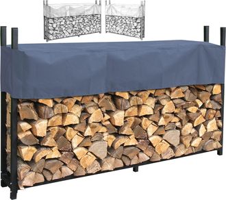 Quick Star Metall Kaminholzregale Au&szlig;en 113 X 115 / 200 X 115 Cm Mit Schutzh&uuml;lle