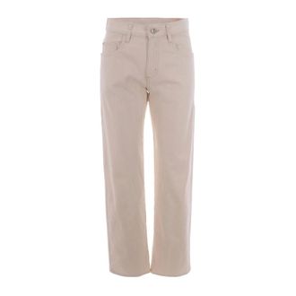 Patrizia Pepe Patrizia Pepe, Straight Jeans, female, Beige, Size: W28 Straight Jeans with Logo Button