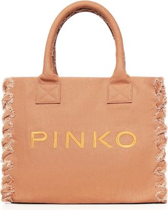 Pinko Tote Bags, female, Orange, Size: ONE SIZE Beach Shopper