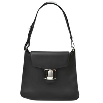 Ferragamo Pre-owned Shoulder Bags, female, Black, Size: ONE SIZE Pre-owned Leather Shoulder Bag
