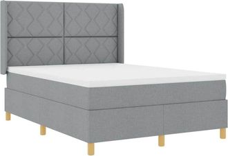 vidaXL Box Spring Bed with Mattress Light Grey 160 x 200 cm Fabric vidaXL
