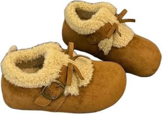 Generic YUJIEBB Retro Thick Bottomed Fleece Lined Snow Boots Womens Autumn Winter Style Warm Cotton Shoes Round Toe