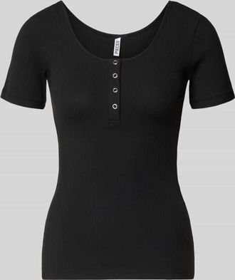 Pieces Slim Fit T-Shirt aus Bio-Baumwoll-Mix Modell KITTE in Black, Gr&ouml;&szlig;e XS