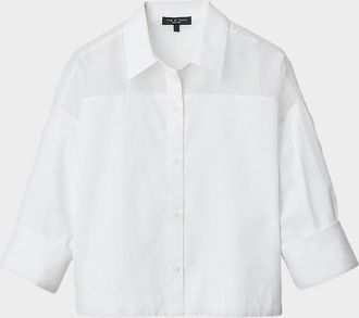 Rag & Bone Elly Short-Sleeve Chiffon-Yoke Poplin Shirt